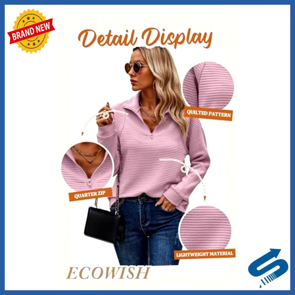 Oversized Quarter Zip Pullover, Lightweight Quilt… - image 5